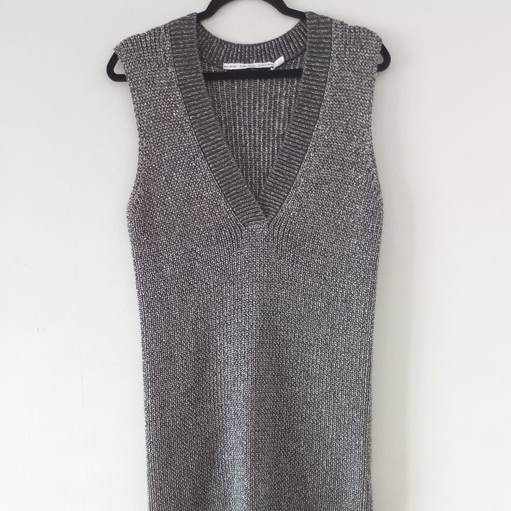 & OTHER STORIES  v-neck sweater vest dress with silver metallic thread